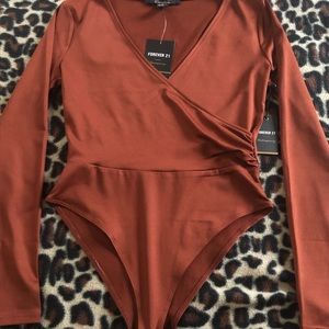 F21 Faux Satin Bodysuit